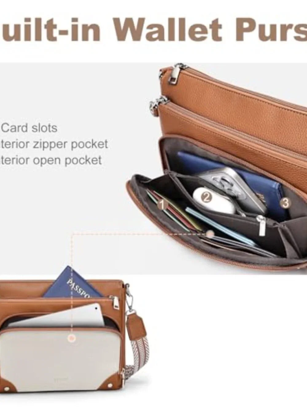 Anti-Theft Crossbody Purse with RFID Blocking & Built-in Wallet
